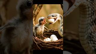 The snake attacked the baby bird.🐍⚔️🐣 | Ai Shorts #birds #wildlife #aishorts703