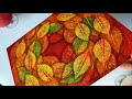 Autumn leaves painting Step by step process / Orange leaf impressions painting Acrylic painting