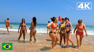 🇧🇷 4K ⁶⁰ Beautiful people in the heat of Leblon beach | Bikini Beach, Rio de Janeiro.