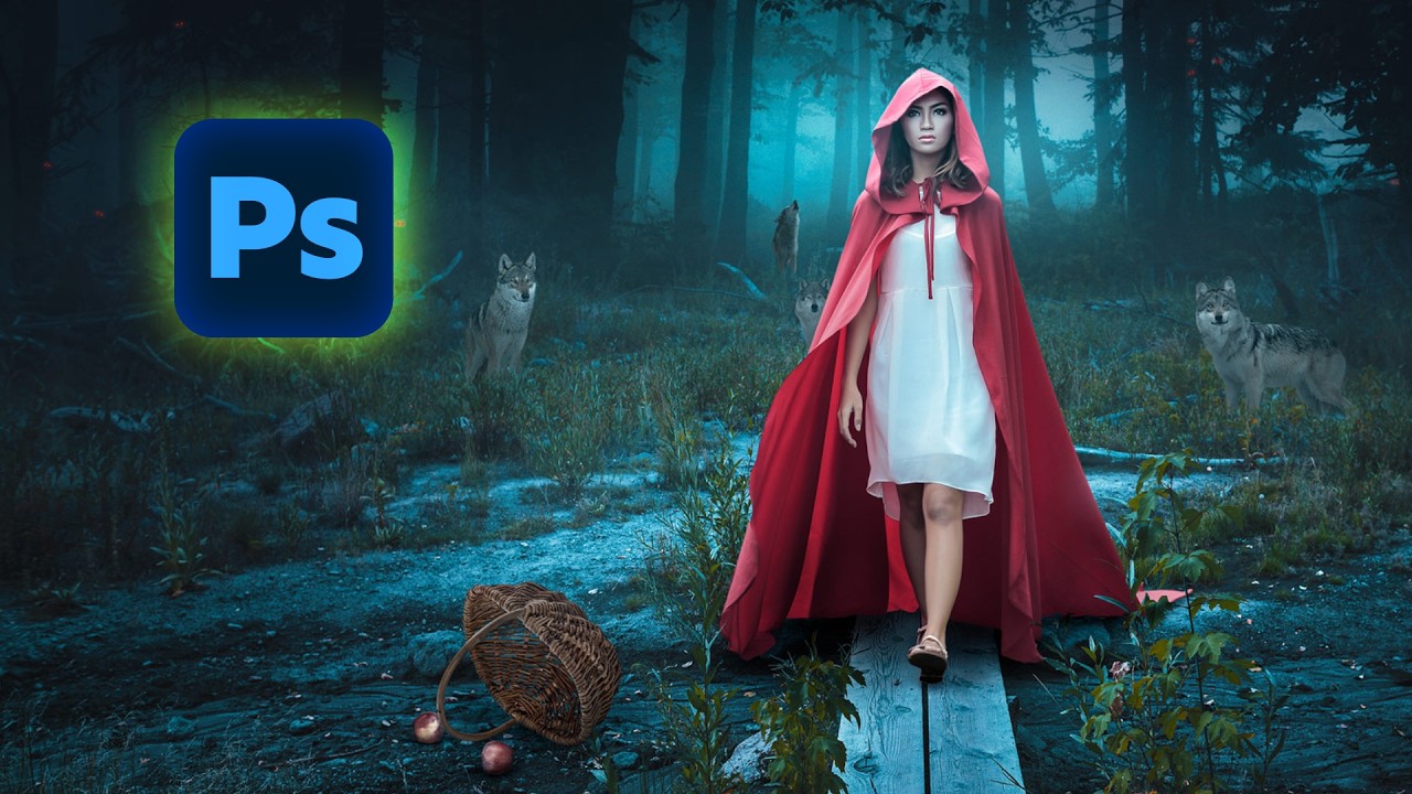 Red Riding Hood — Dark Forest Composite in Photoshop