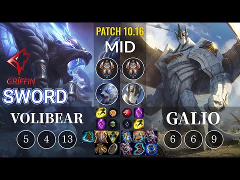 GRF Sword Volibear vs Galio Mid - KR Patch 10.16