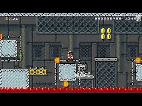 Thwomps&Fire Castle 親子ドッスンと炎のお城 by つきこ - Super Mario Maker - No Commentary 1bt