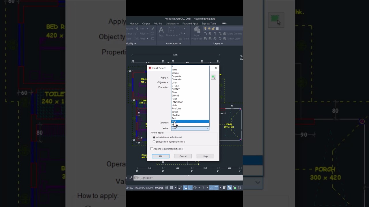 Quick Select #autocadtips #autocadtutorial #architecture