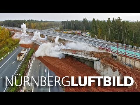 Sprengung einer Autobahnbrücke am Autobahnkreuz Nürnberg