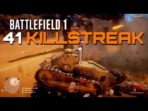 Battlefield 1 Beta: 41 Killstreak - Light Tank RAW PC Gameplay (4K Upscaled)