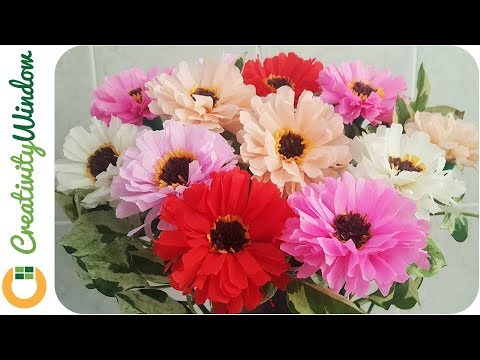 Zinnia Crepe Paper Flower