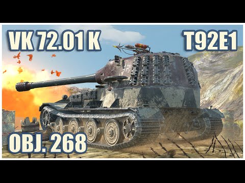 VK 72.01 K, T92E1 & Obj. 268 • WoT Blitz Gameplay