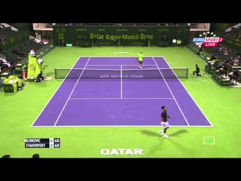 Novak Djokovic vs. Sergiy Stakhovsky - Doha 2015 R2 Highlights [720p]