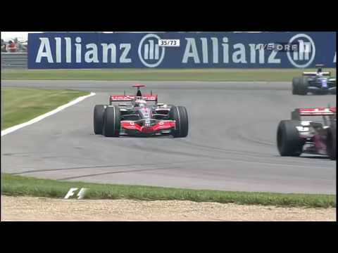 F1 Indy 2007 GP USA Fernando Alonso Vs Lewis Hamilton!