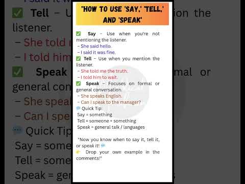 Say vs Tell vs Speak – What's the Difference? | English Grammar Tip