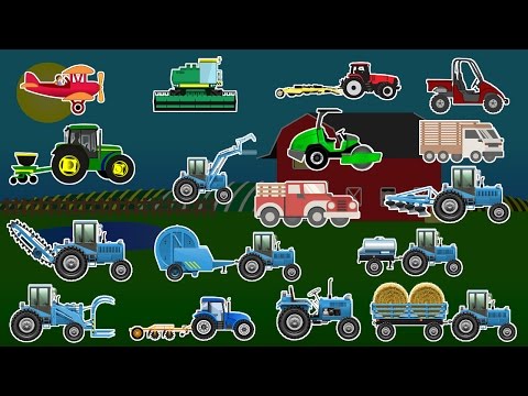 Learning Farm Vehicles - Tractors and Trucks - Educational Flash Card Videos for Children