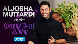 Vegane Kumpir easy selber machen! Aljosha Muttardi kocht gefüllte Ofen-Süßkartoffeln 🍠