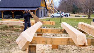 Cutting A Curve In a Giant Timber // Collar Tie Timber Frame House Ep. 10