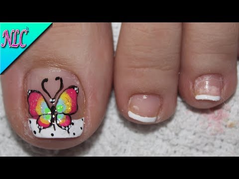 DISEÑO DE UÑAS PARA PIES MARIPOSA DE COLORES PRINCIPIANTES – BUTTERFLY NAIL ART – NLC