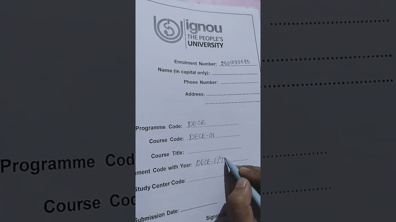 IGNOU Front page 📄..DECE Course..#ignou