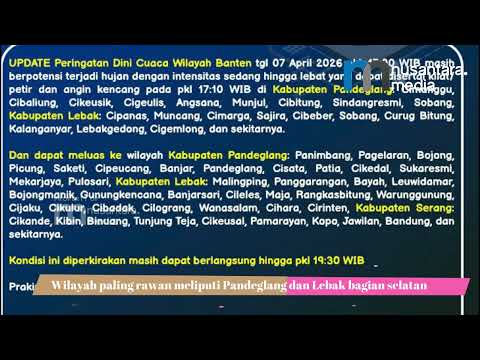 Waspada Potensi Hujan Lebat di Provinsi Banten periode 08 - 13 April 2026