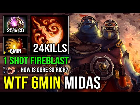 WTF 6MIN MIDAS Unlimited Multicast Super Rich Ogre Magi 1 Shot Perma Fireblast Spam Dota 2