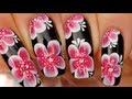 Nail art one stroke fleurs asiatiques 