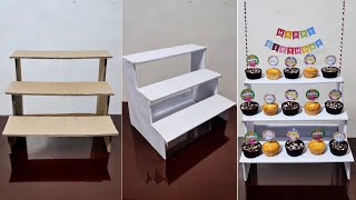 DIY STAIR CUPCAKE STAND USING CARDBOARD