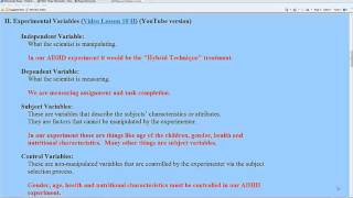 Experimental Variables