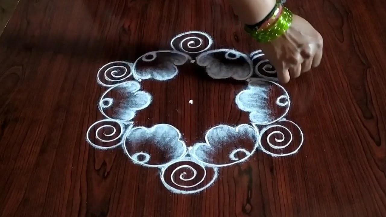 Daily rangoli kolam designs with 3 dots by sresta rangoli