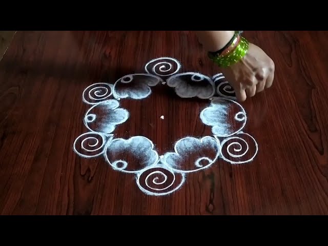 Daily rangoli kolam designs with 3 dots by sresta rangoli