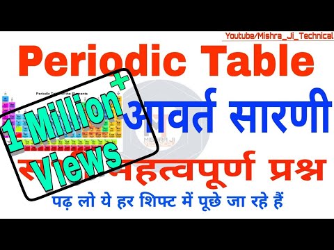 आवर्त सारणी || 50 महत्वपूर्ण प्रश्न|| Periodic Table in hindi|Periodic table,Full concept, Mishra ji Video