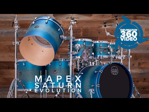 MAPEX SATURN EVOLUTION MAPLE / WALNUT 7 PIECE DRUM KIT, EXOTIC AZURE BURST, SPECIAL SIZES image 15