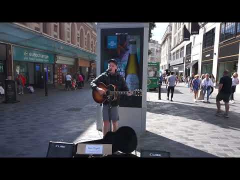 Sam Olyott sings Bridge Over Troubled Water in Clayton Square Liverpool