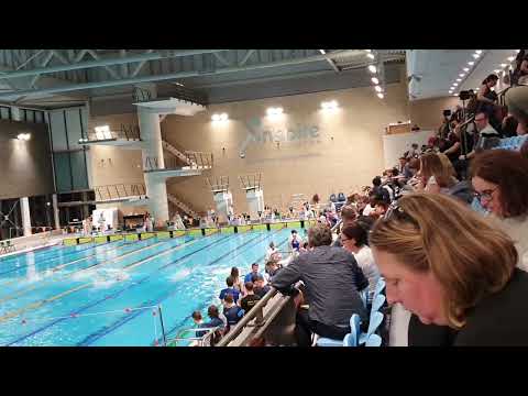San Choi competing against 11-year-old boys in 50m freestyle