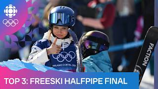 Women's freeski halfpipe final - top 3 runs and medals from day 16 of Milano Cortina 2026