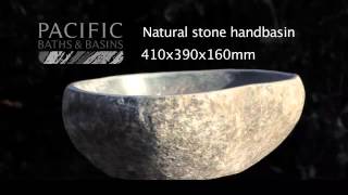 preview picture of video 'Hand carved natural stone hand basin from Pacific Baths - Basin L'