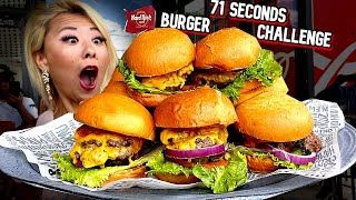 71 SECONDS BURGER CHALLENGE at Hard Rock Cafe in Las Vegas, NV!! #RainaisCrazy