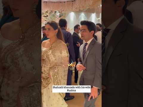 Shahzaib khanzada with his wifeRushna Khanzada at Aqeel Karim Dhedhi Daughter wedding celebration