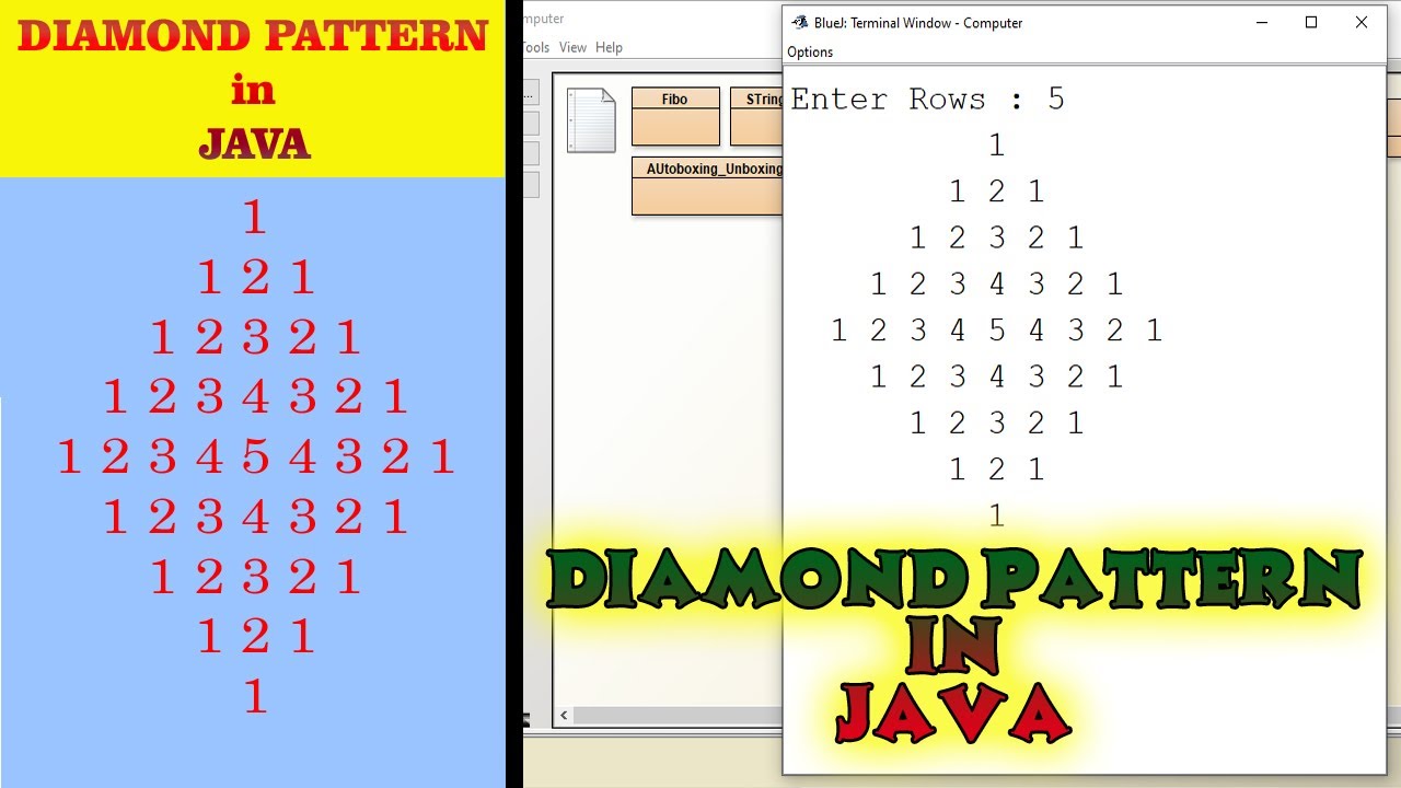 DIAMOND PATTERN PROGRAM IN JAVA || diamond number pattern in java || Pattern Programs in Java
