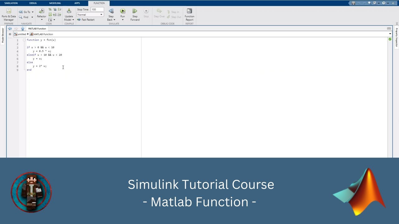 How to code and simulate a Matlab Function in Simulink || Simulink Tutorial || Model & Function