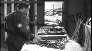 Ski equipment carried by each ski trooper displayed on a table in the United Stat...HD Stock Footage