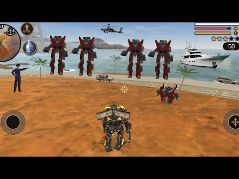 Vegas Crime Simulator (Transformer Fight Red Car Robot) Boat Ship on Sea - Android Gameplay HD