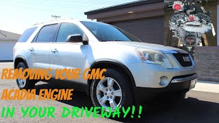 GMC Acadia 3.6 V6 engine removal through the top in your driveway overview/ NOT nut and bolt