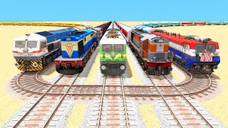 FIVE INDIAN TRAINS VS MOST DIFFICULT ROTATING RAILWAY TRACKS🔺Train Simulator | Trains Gaming 2023