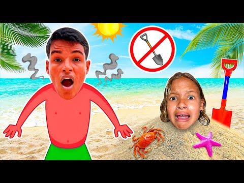 REGRAS DE CONDUTA PARA CRIANÇAS NA PRAIA  ⛱  Gatinha das Artes Learn Rules of Conduct on the Beach