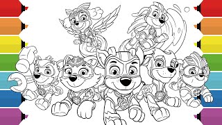 Paw Patrol : Mighty Pups Coloring Pages | Chase Marshall Rocky Skye Rubble Zuma Everest