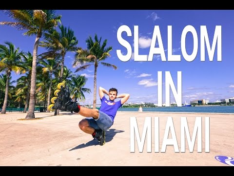 Freestyle slalom skating in Miami