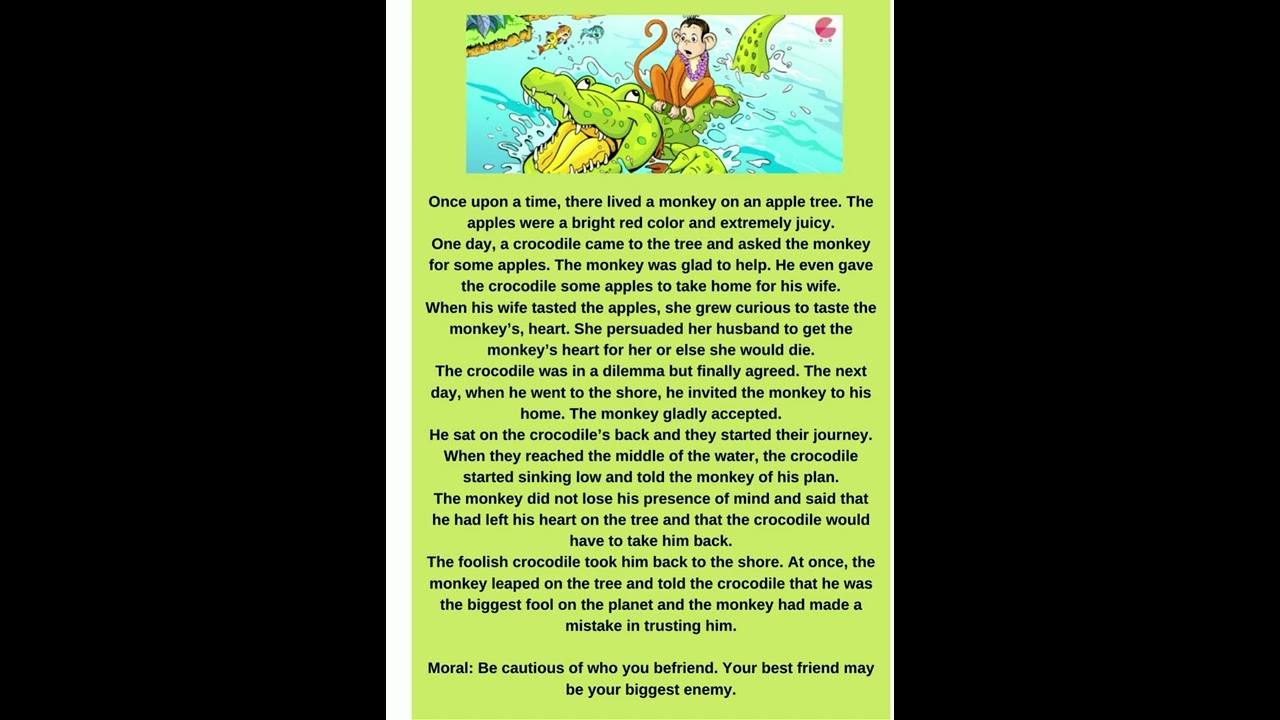 Monkey and Crocodile || short story || Very famous story