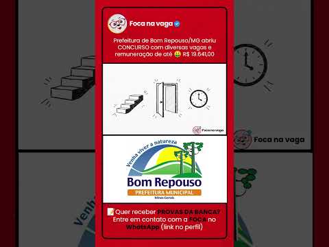 PREFEITURA DE BOM REPOUSO/MG: EDITAL DE CONCURSO PÚBLICO PUBLICADO! 332 VAGAS IMEDIATAS