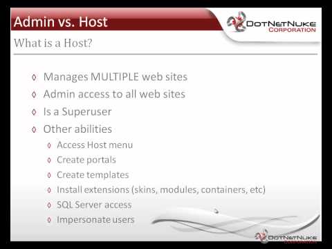 DotNetNuke Admin vs Host