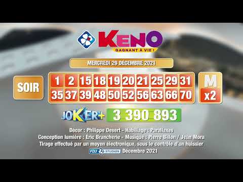 Tirage du soir Keno gagnant à vie® du 29 décembre 2021 - Résultat officiel - FDJ