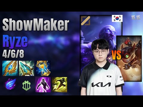 ShowMaker Mid Ryze vs Ziggs lol KR solo rank Full Game 15.15 | 쇼메이커 라이즈 vs 직스