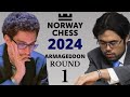 Fabiano Caruana vs Hikaru Nakamura | Norway Chess - Armageddon 2024 | Round 1.1