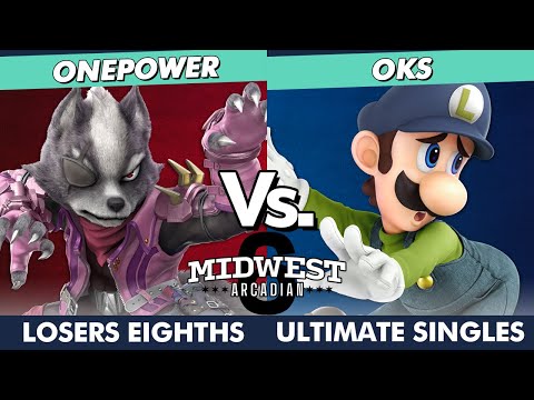 Midwest Arcadian 6 Losers Eighths - OnePower (Wolf) Vs. okS (Luigi, Palutena) SSBU Ultimate
